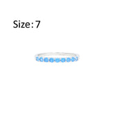 Asfour Crystal Eternity Ring With Aquamarine Round Stones In 925 Sterling Silver-RM0103-M-7